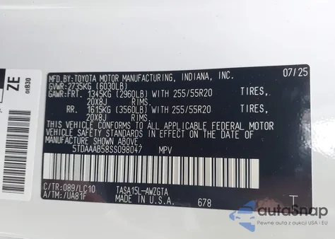 2025 Toyota Grand Highlander Limited from USA, damaged, VIN 5TDAAAB58SS098047